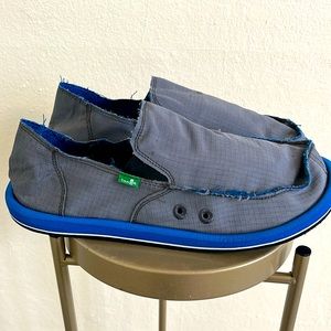 Sanuk grey and blue slip ons men’s size 10